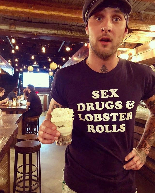 Sex, Drugs, & Lobster Rolls Unisex T-Shirt - White & Navy