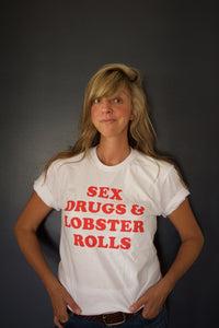 Sex, Drugs, & Lobster Rolls Unisex T-Shirt - White & Navy