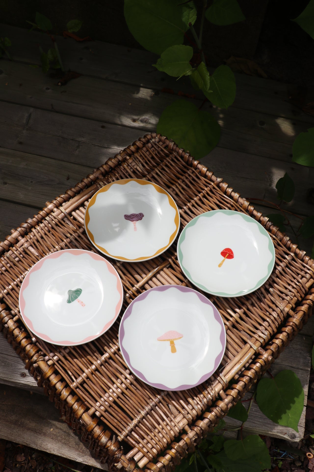Mushroom Gems Appetizer Plates Set of 4