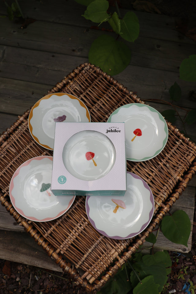 Mushroom Gems Appetizer Plates Set of 4
