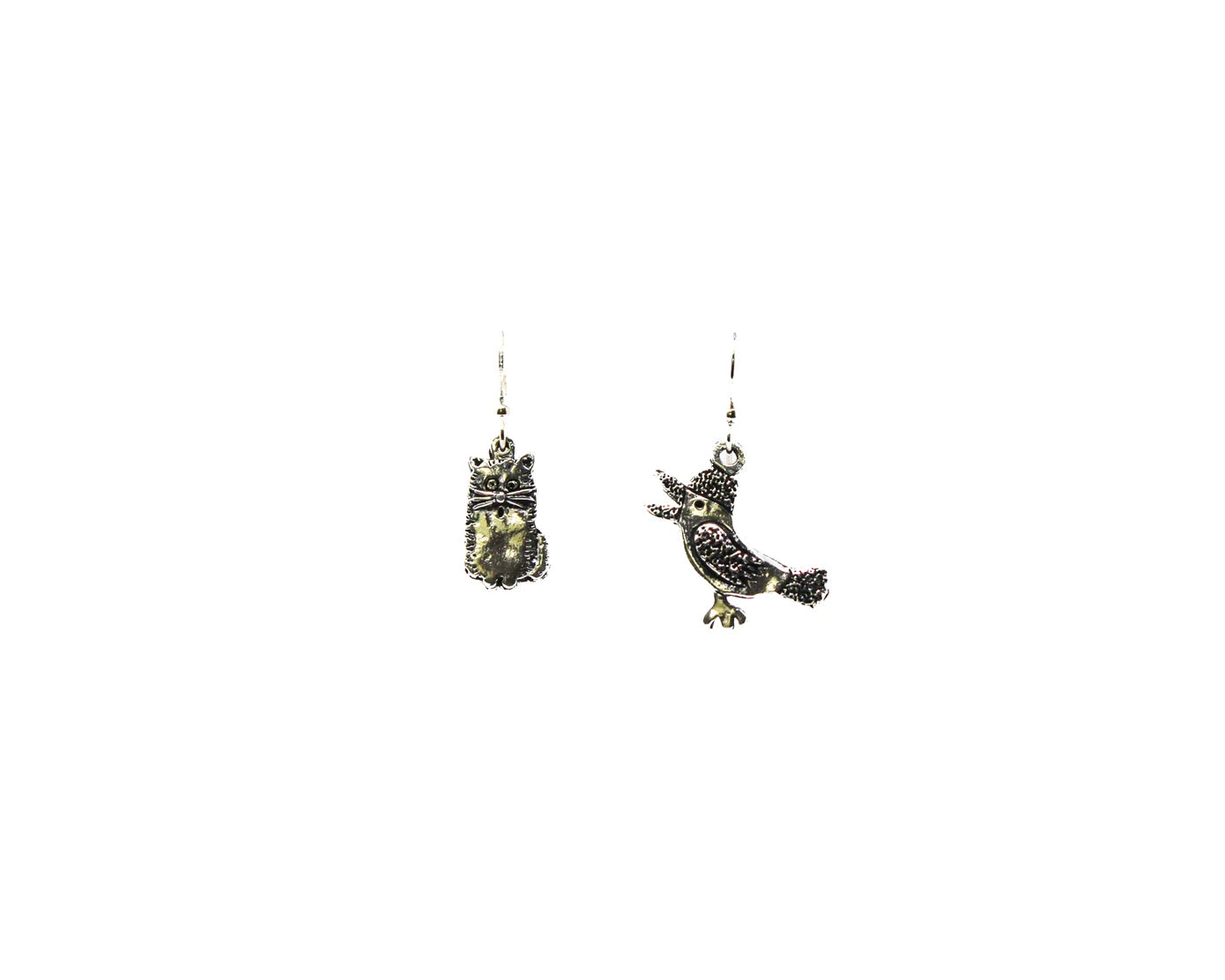 Maud Lewis - Pewter Earrings - Cat & Bird