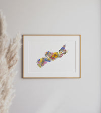 Seek & Bloom - Nova Scotia Pressed Flower Map - 8X10 Print