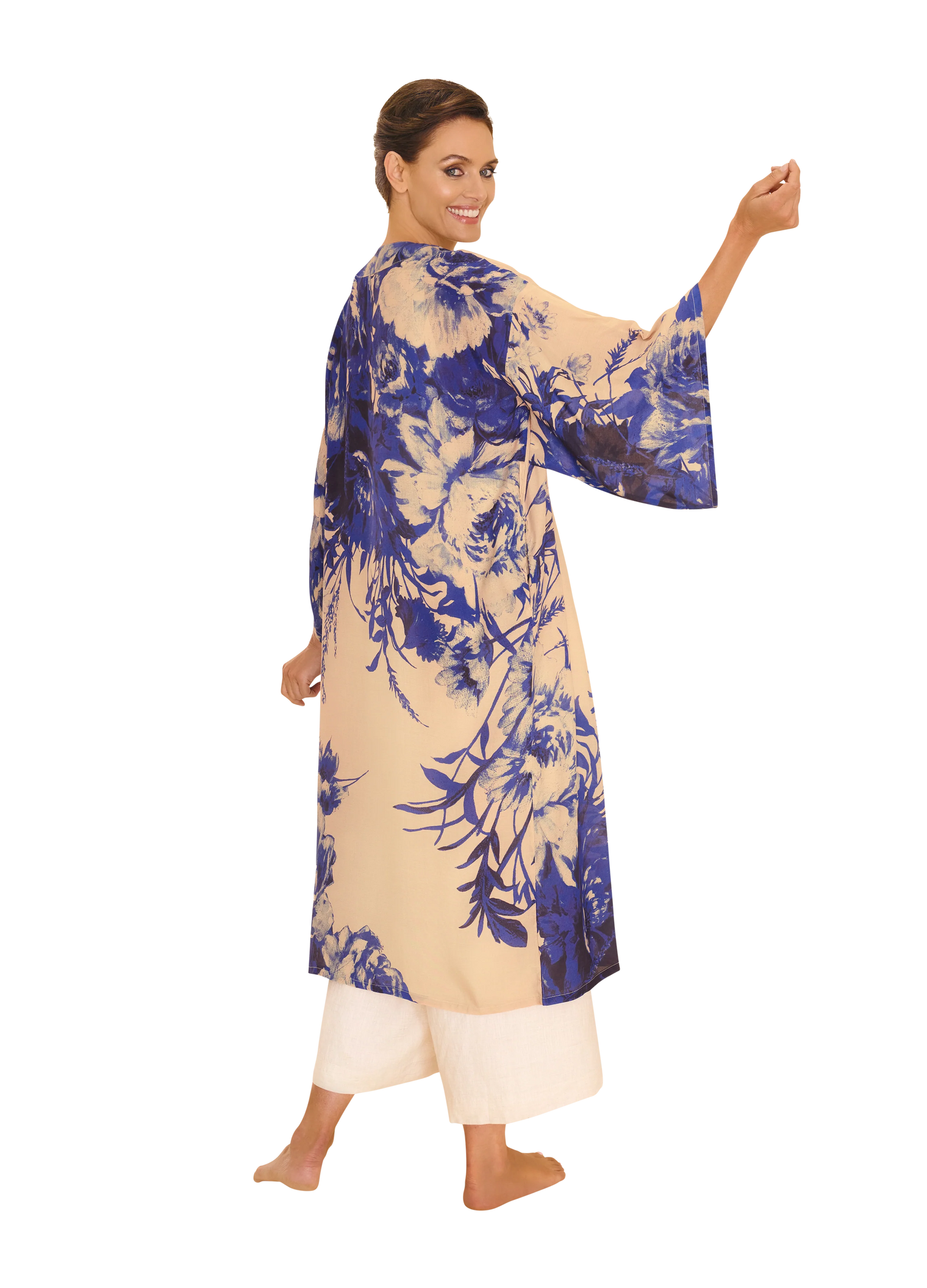 Kimono Gown- China Blue Blooms