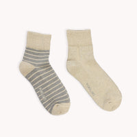 Striped-Solid Pima Socks (Pack of 2) - Two Colourways