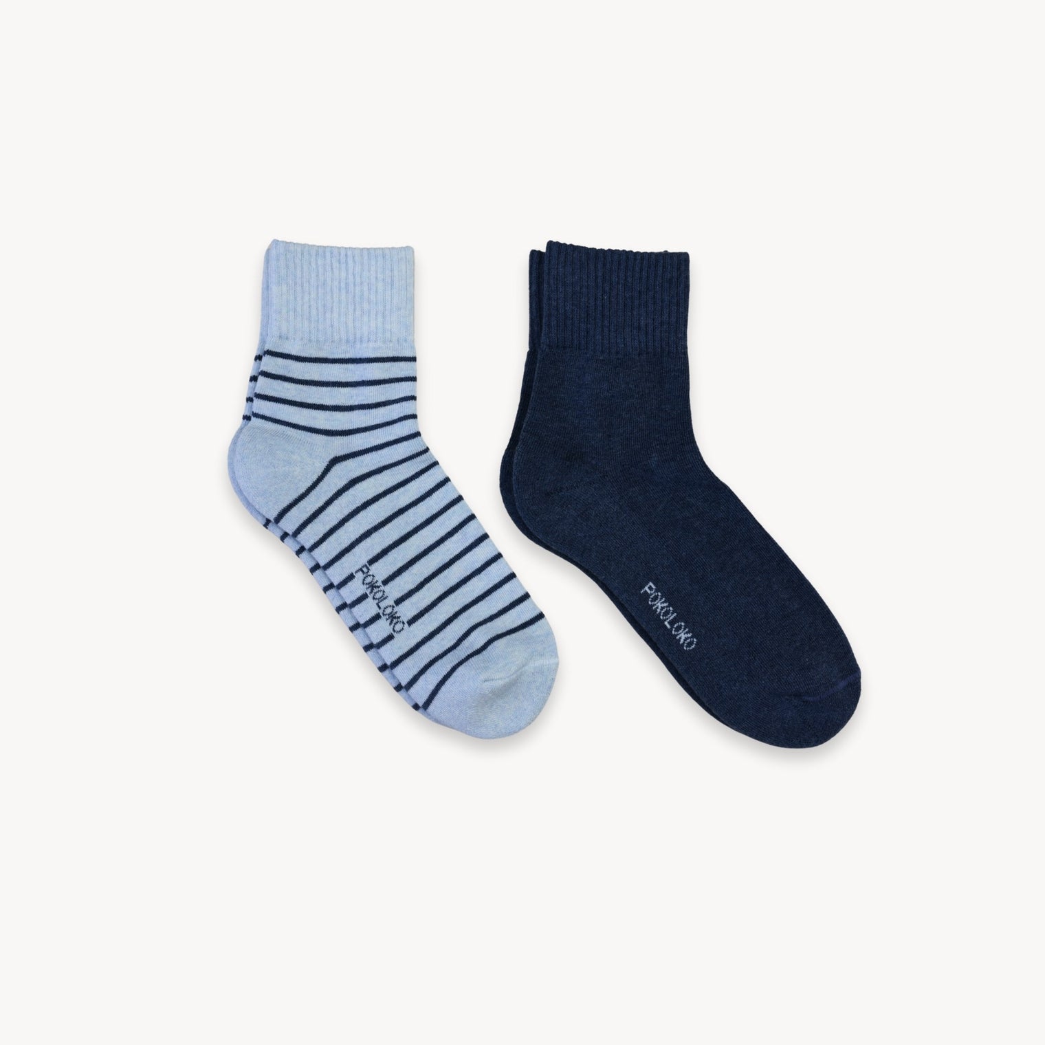 Pokoloko - Striped-Solid Pima Socks (Pack of 2)