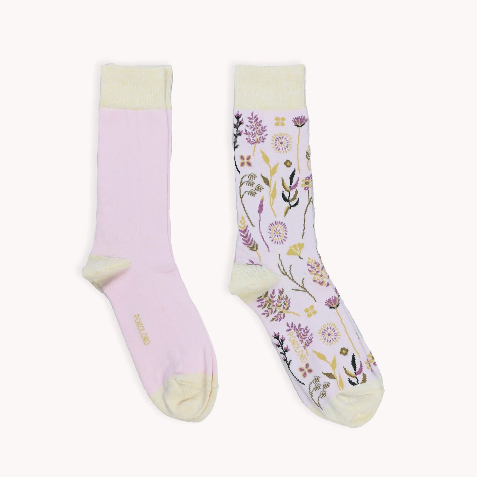 Botanical & Solid Pima Socks - Pack of 2 - Rosee