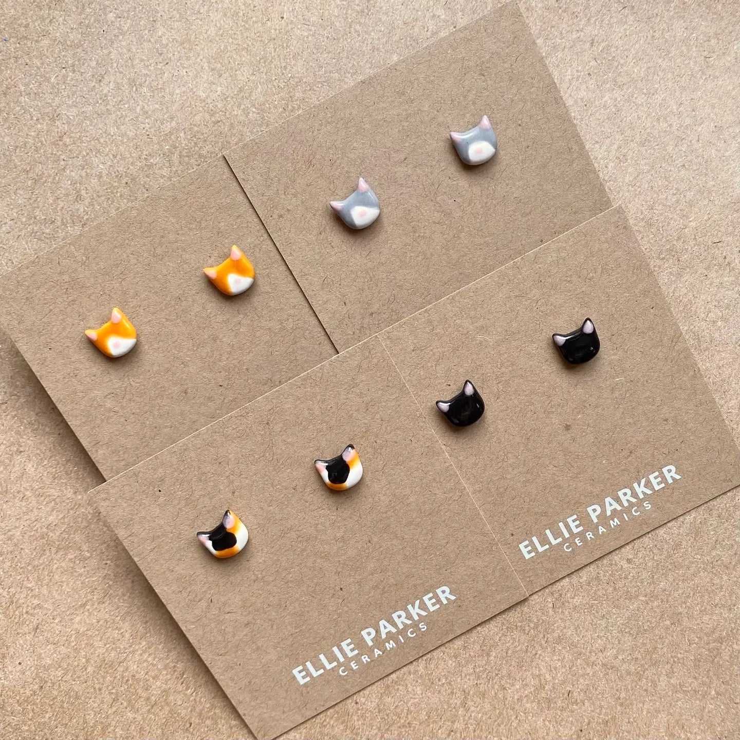 Ellie Parker Ceramics - Ceramic Cat Earrings - 4 Colours