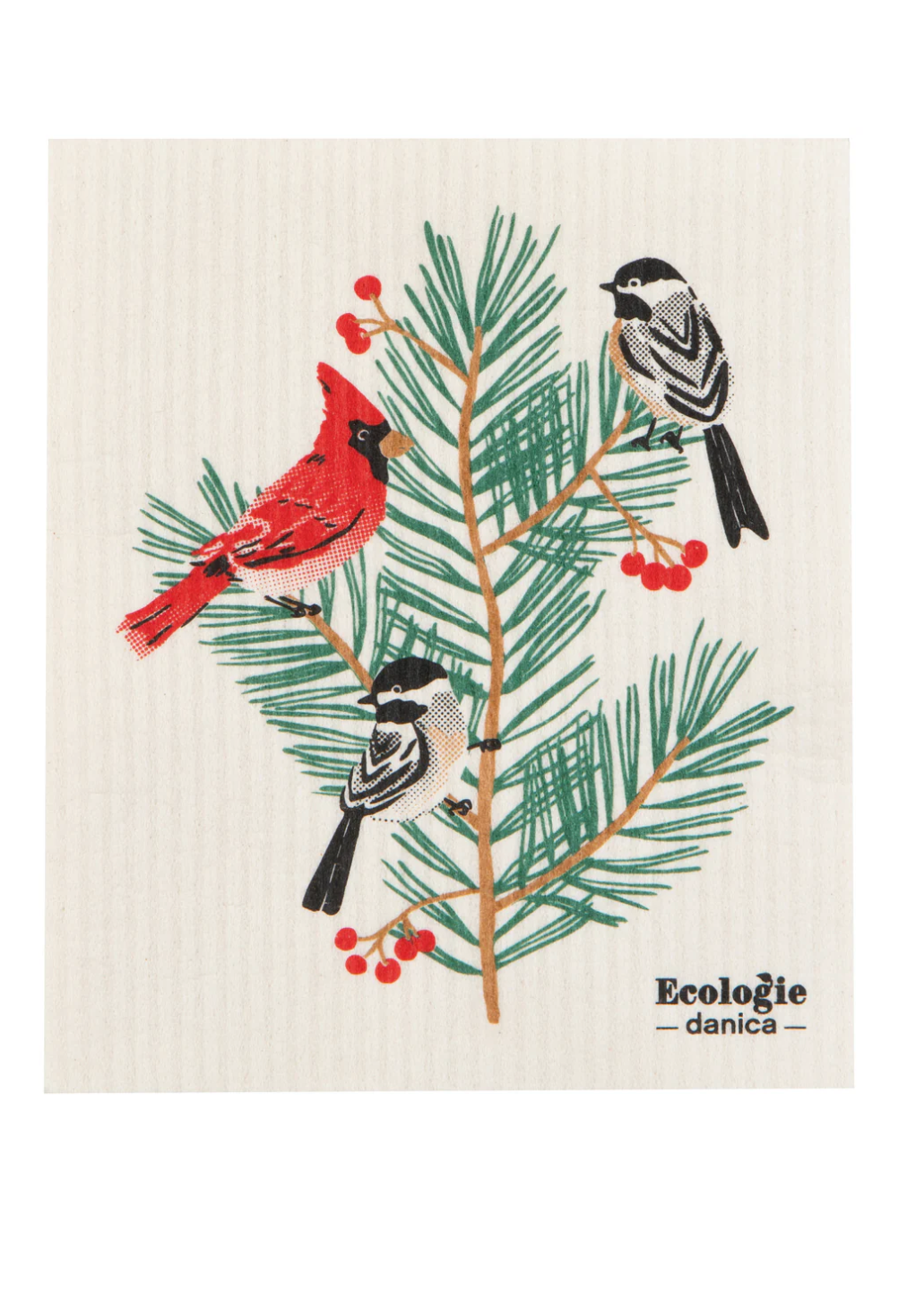 Birds & Boughs Christmas Swedish Dishcloth