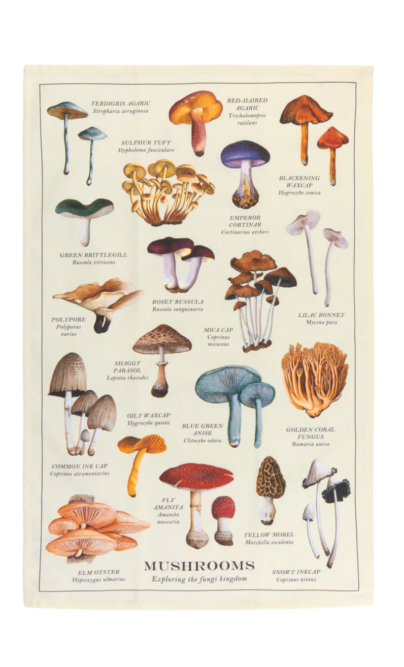 Mushrooms Fine Print Dishtowel