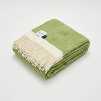 Atlantic Blankets - Kelp Green Herringbone Wool Blanket