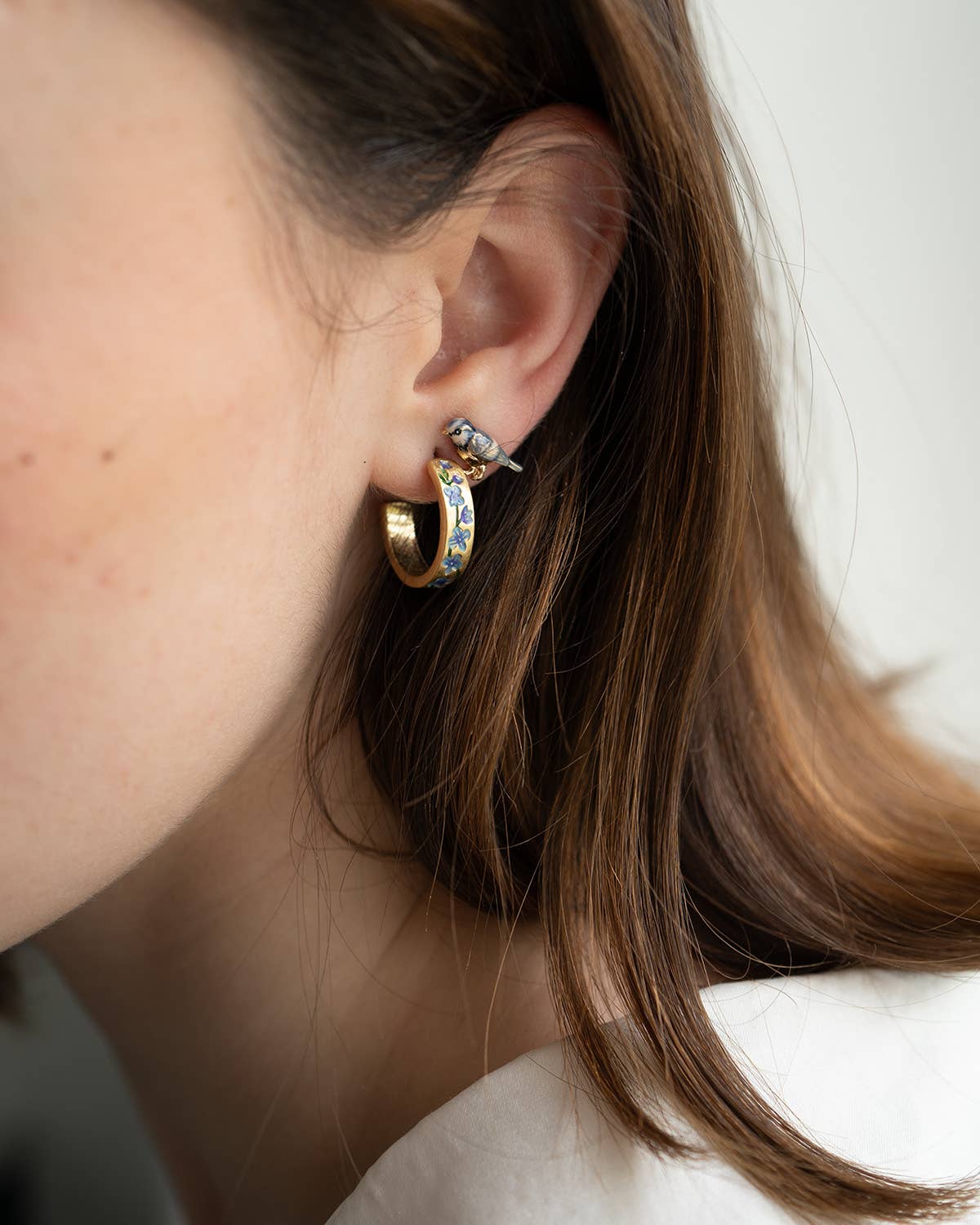 Fable England UK - Enamel Blue Tit Stud Earrings