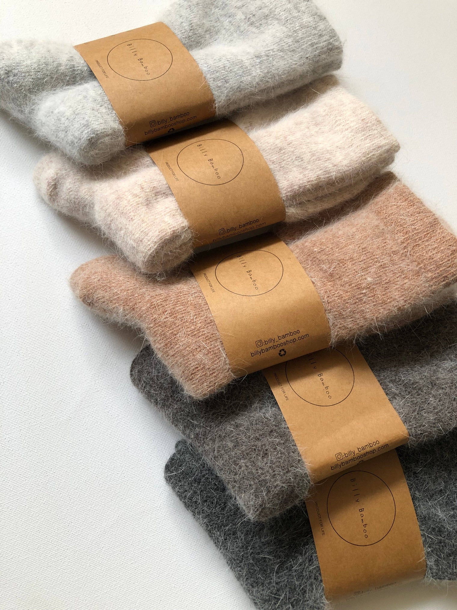 Billy Bamboo - FLUFFY ANGORA SOCKS - NEUTRAL