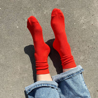 Bondoodle - Everyday Cotton Crew Socks - Tomato Red