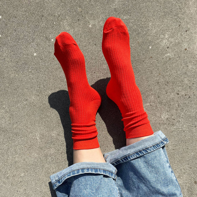 Bondoodle - Everyday Cotton Crew Socks - Tomato Red