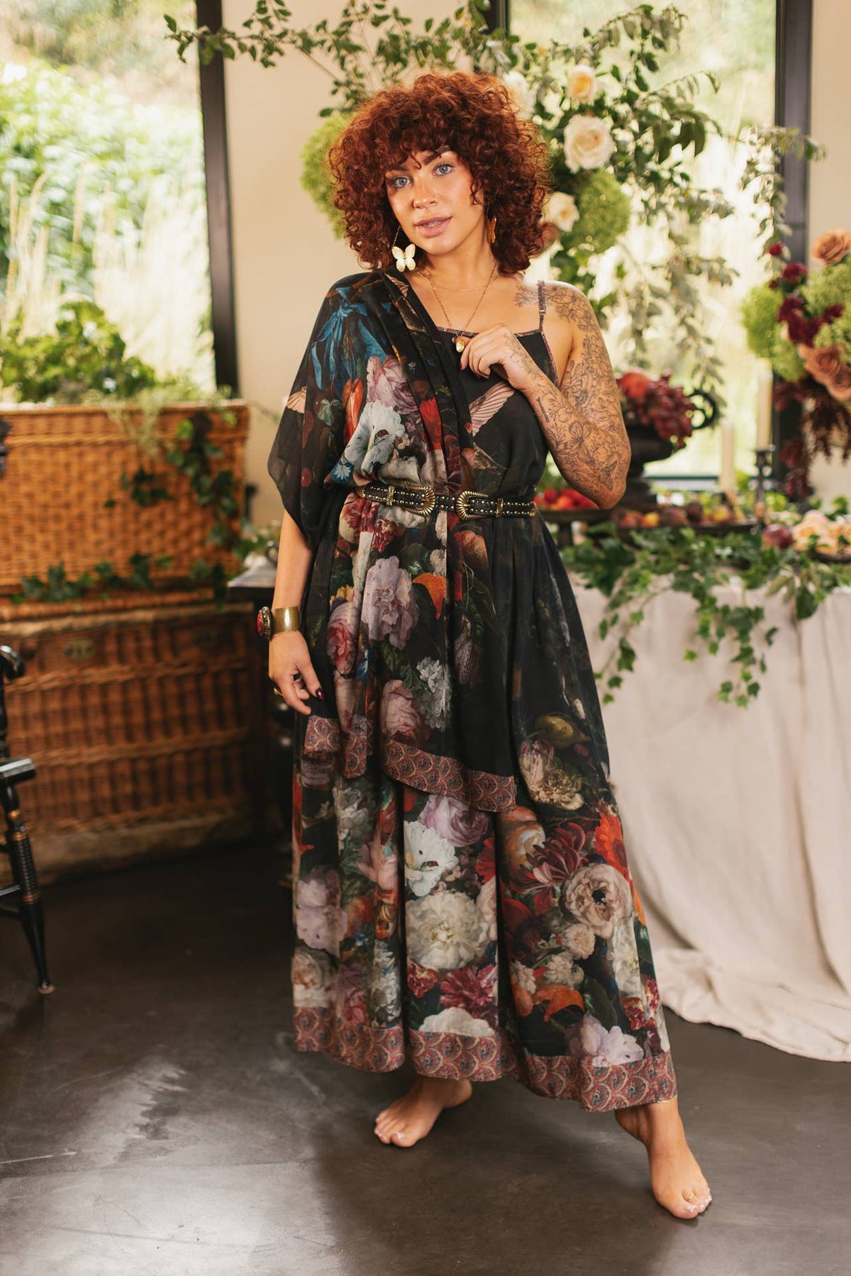Market of Stars (Worldwide) - Flight of Fancy Bohéme Long Maxi Slip Dress w/Hummingbirds