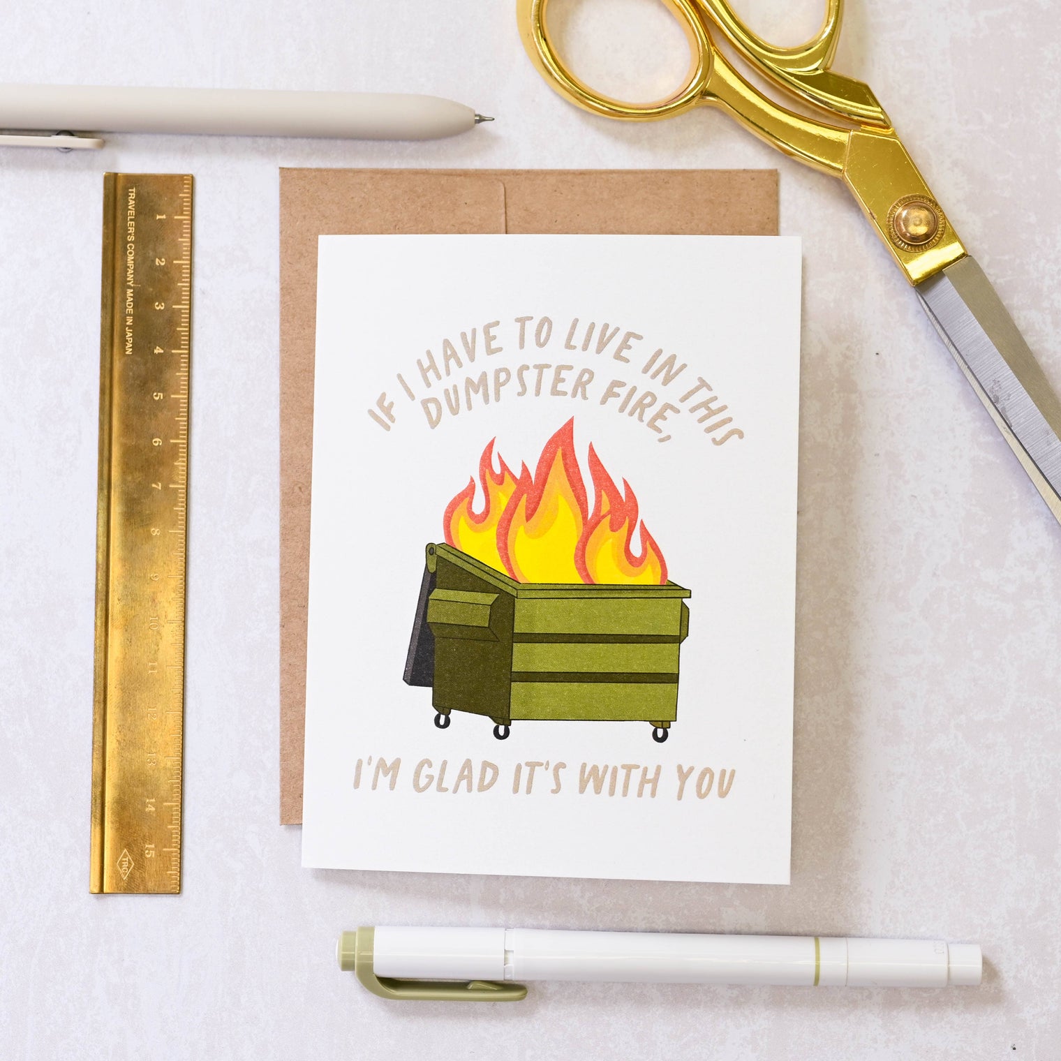 Simple Whimsy - Dumpster Fire, Glad It's With You Card