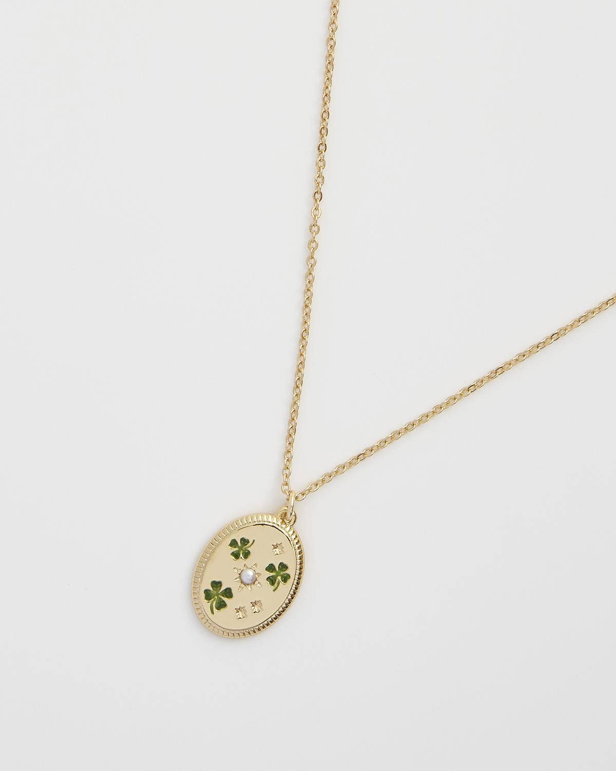 Fable England - Four Leaf Clover & Pearl Necklace