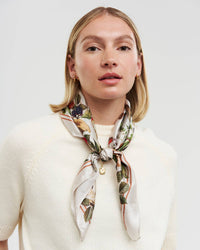 Fable England UK - Orla Mushroom Small Square Scarf in Ivory