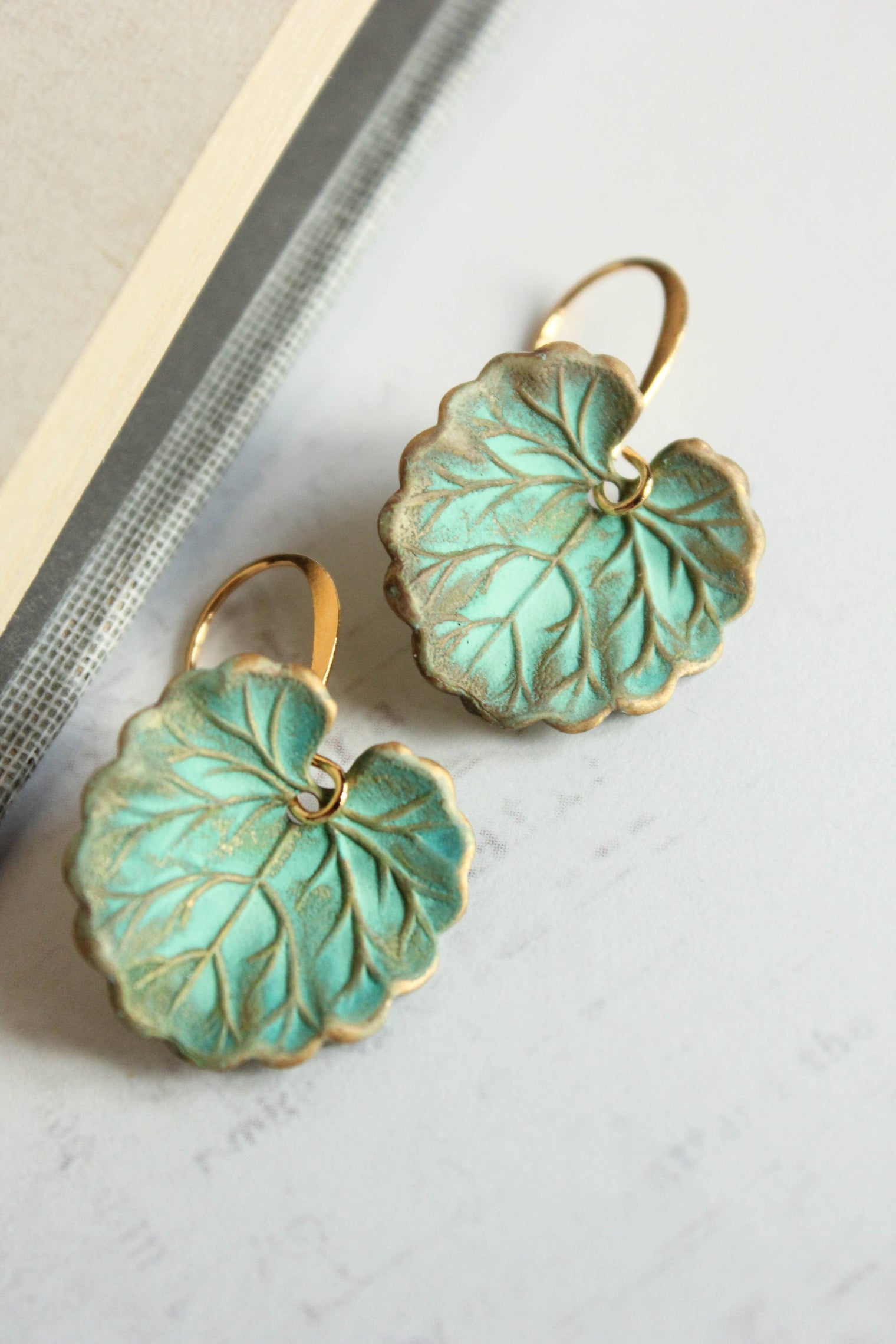 A Pocket of Posies - Lily Pad Earrings - Verdigris Patina