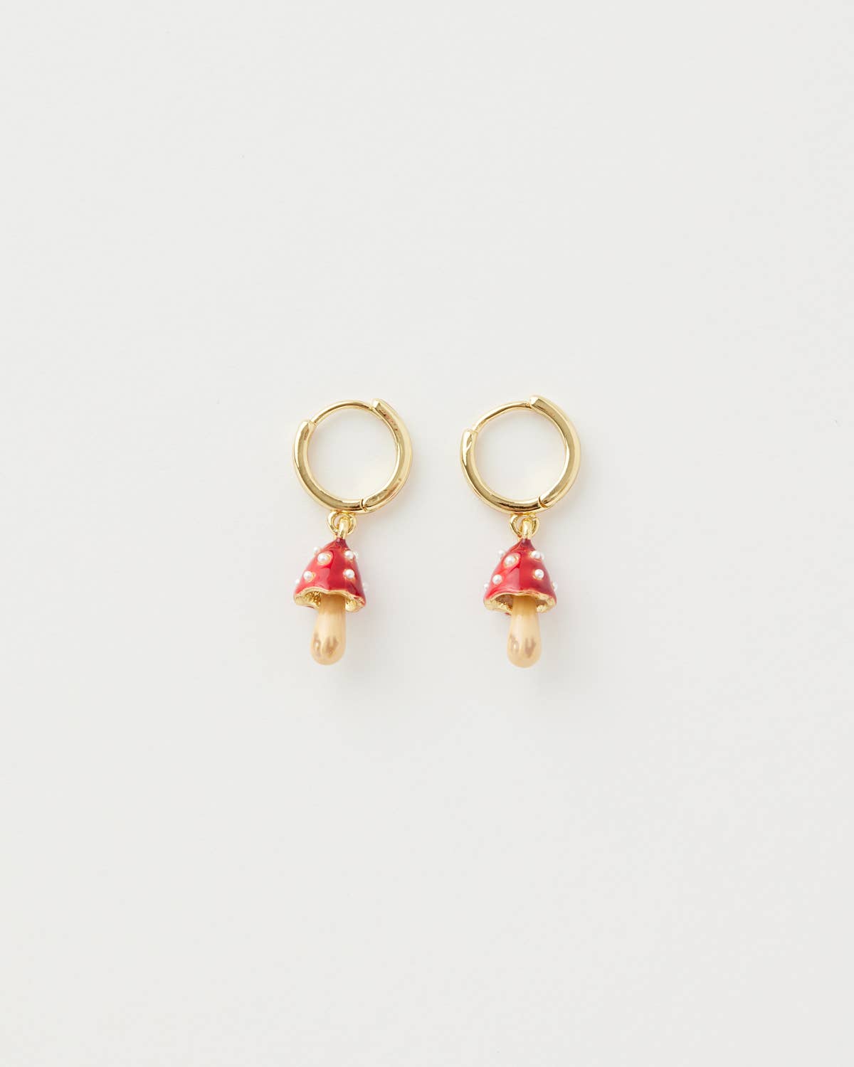 Fable England UK - Enamel Mushroom Huggie Earrings