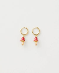Fable England UK - Enamel Mushroom Huggie Earrings