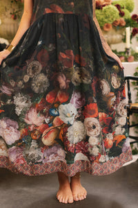 Market of Stars (Worldwide) - Flight of Fancy Bohéme Long Maxi Slip Dress w/Hummingbirds
