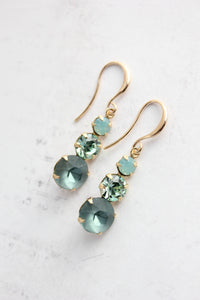 A Pocket of Posies - Vintage Glass Earrings -Three Jewel - Peacock Green and Blue