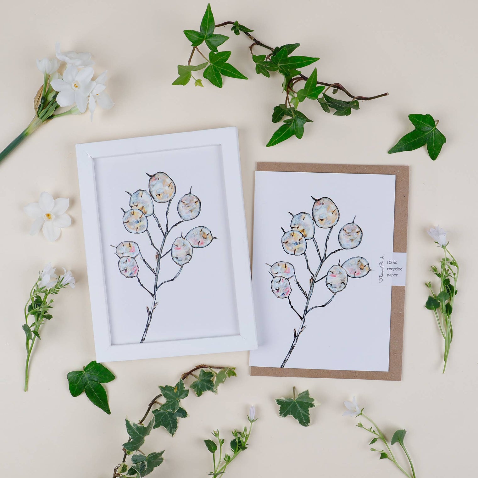 Flower Brick - A6 100% Recycled "Honesty" Greeting Card