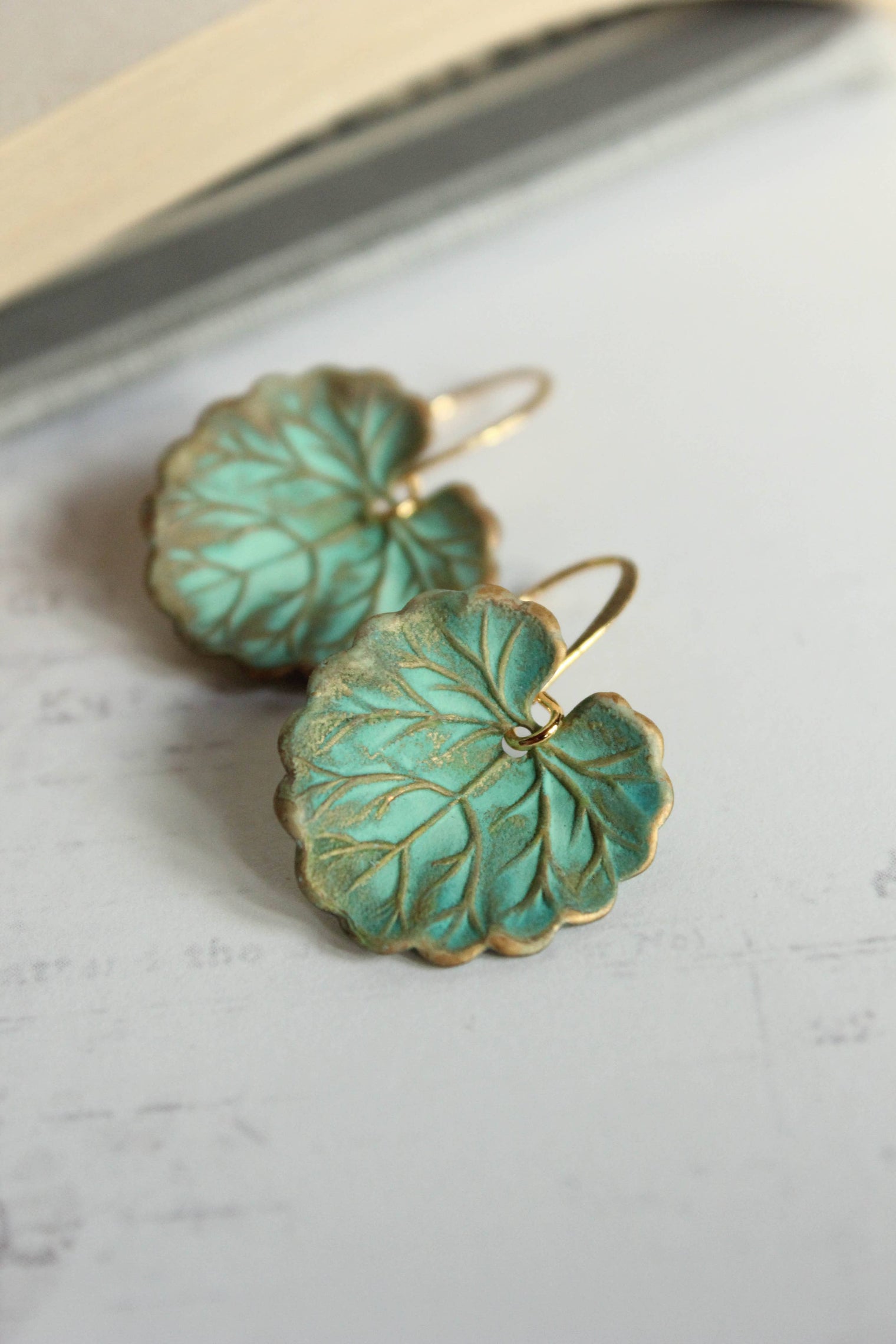 A Pocket of Posies - Lily Pad Earrings - Verdigris Patina