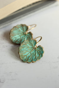 A Pocket of Posies - Lily Pad Earrings - Verdigris Patina
