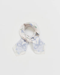 Fable England - Bow & Floral Blue Square Scarf