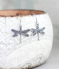 A Pocket of Posies - Tiny Silver Dragonfly Earrings