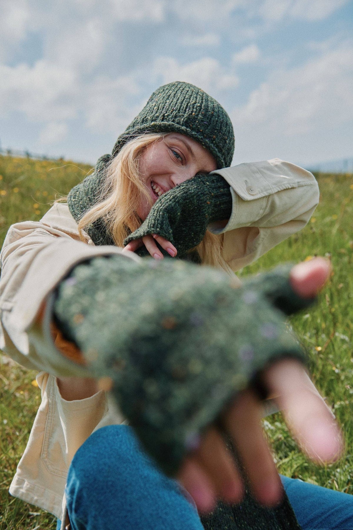 Aran Woollen Mills - Hazelwood Roll Hem Beanie - Green