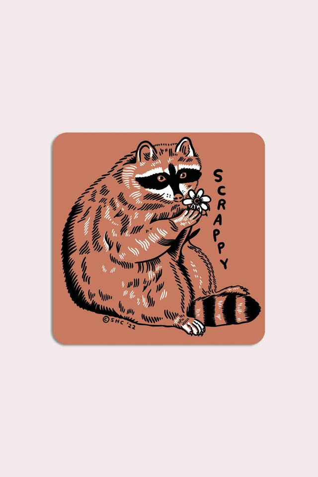 Stay Home Club - Scrappy Raccoon Sticker | Waterproof Vinyl Sticker