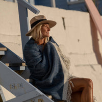 Atlantic Blankets - Sailor Blue Herringbone Wool Blanket