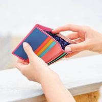 Multicoloured Handmade Recycled Leather Card Holder