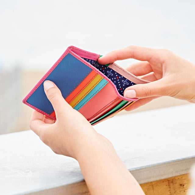 Multicoloured Handmade Recycled Leather Card Holder