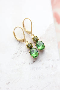 A Pocket of Posies - Little Spring Green Earrings - Vintage Glass