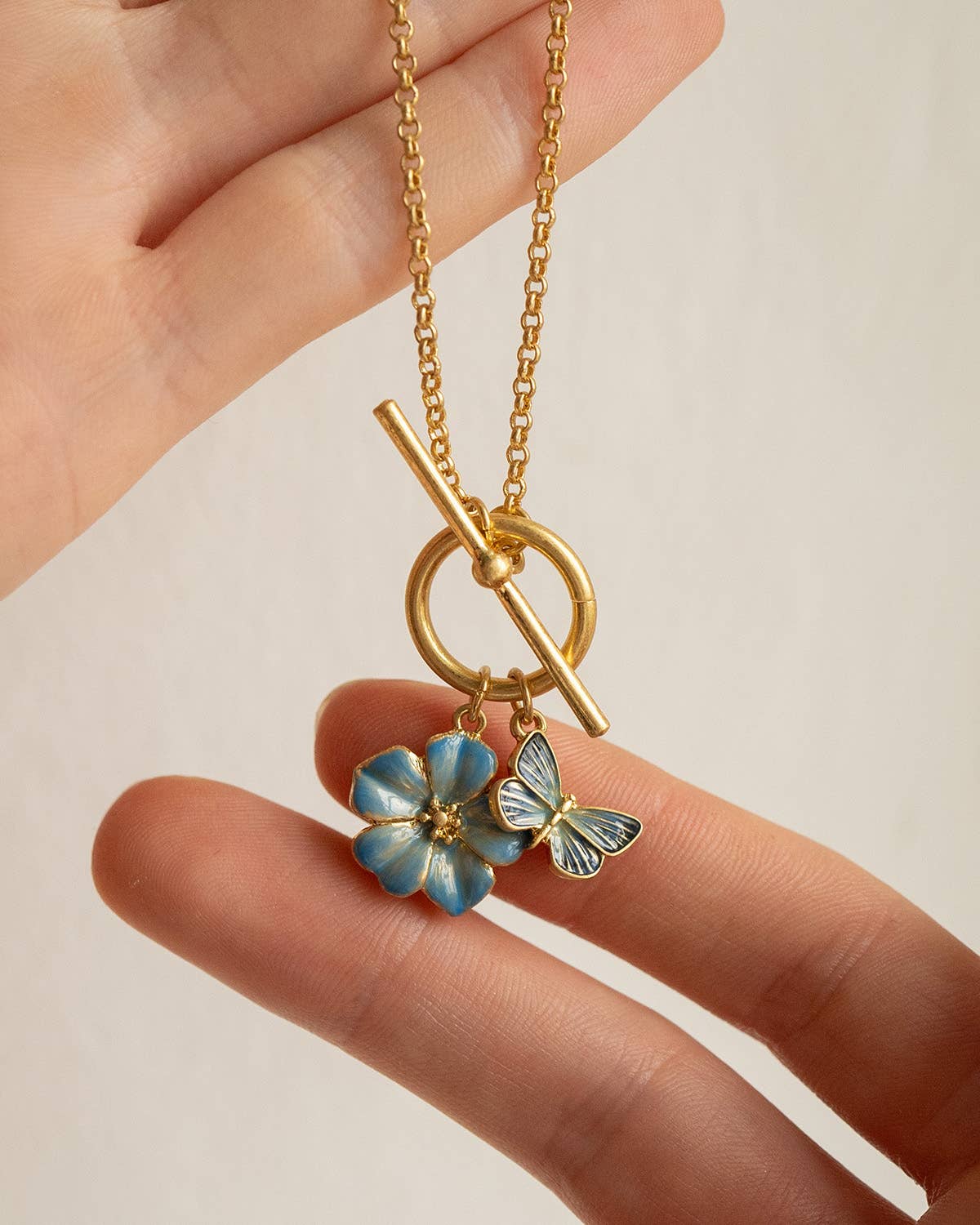 Fable England - Forget Me Not Charm Toggle Necklace