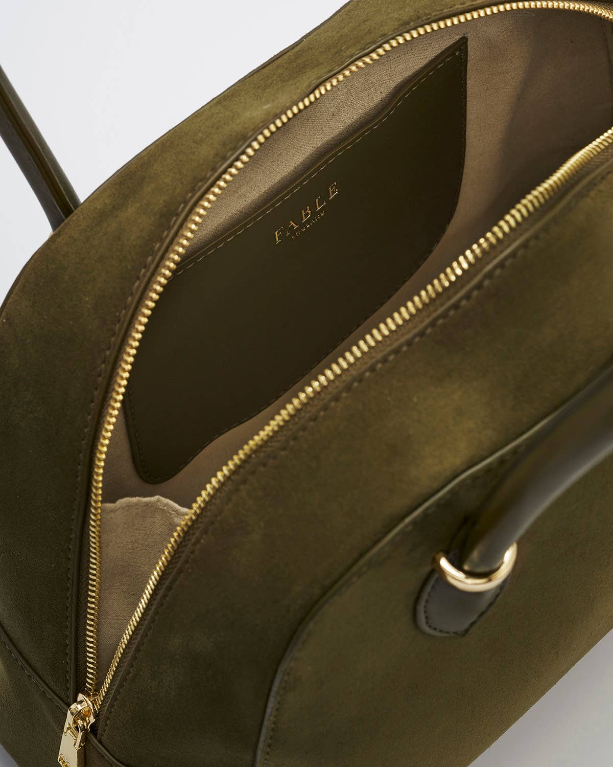 Fable England UK - Amelia Shoulder Bag in Khaki Suedette