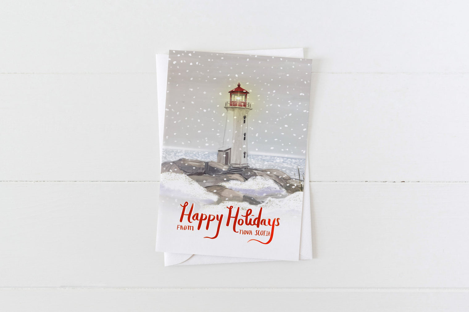 Lighthouse In The Snow Card