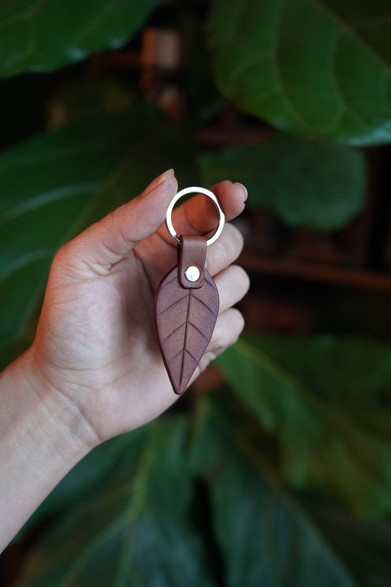 Leather Leaf Keychain