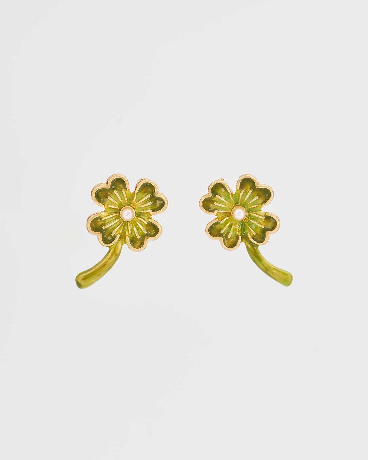 Fable England - Lucky Clover Pearl Stud Earrings
