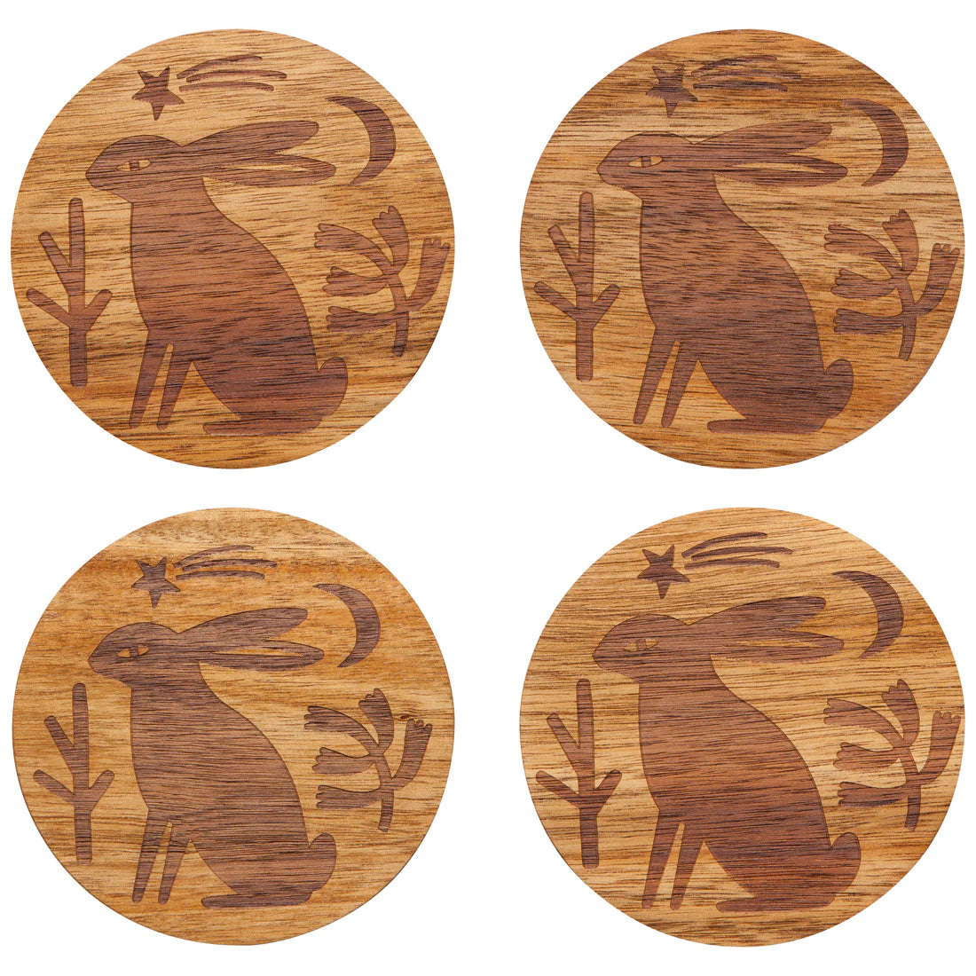 Timber Engraved Coasters - Set of 4