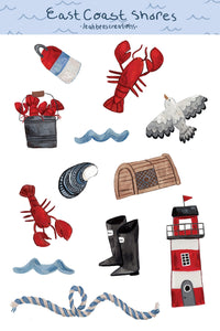 East Coast Shores Sticker Sheet