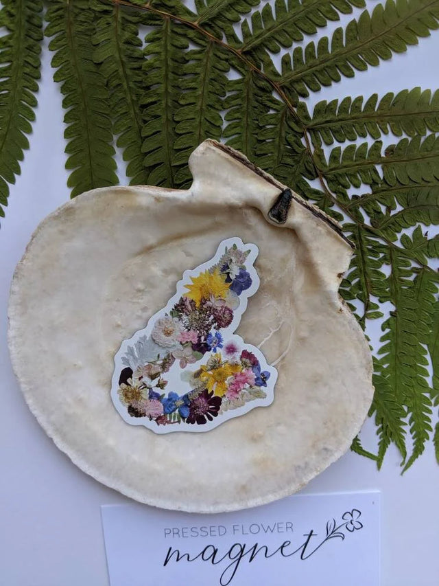 Seek & Bloom - Cape Breton Pressed Flower Map - Magnet