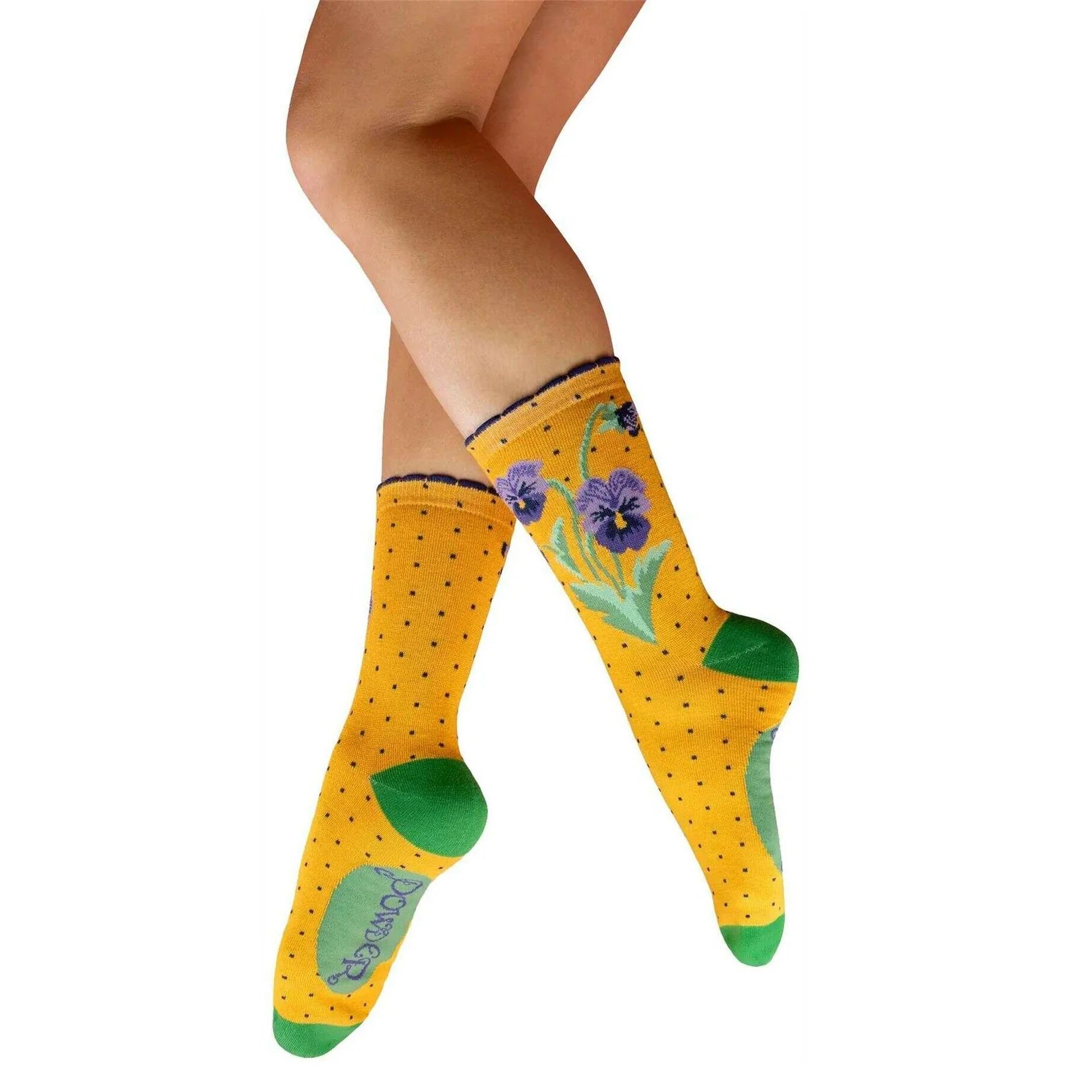 Powder Ladies Bamboo Mix Ankle Socks, Perfect Pansies