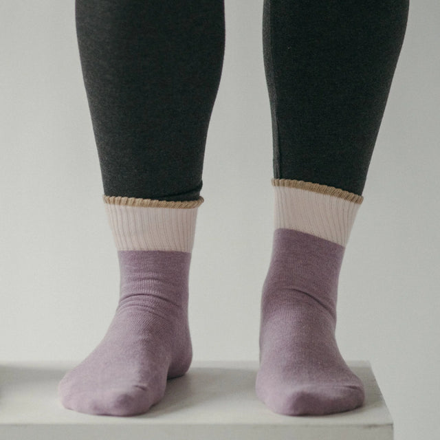 Block Pima Socks - Wisteria
