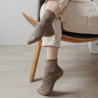 Striped-Solid Pima Socks (Pack of 2) - Two Colourways