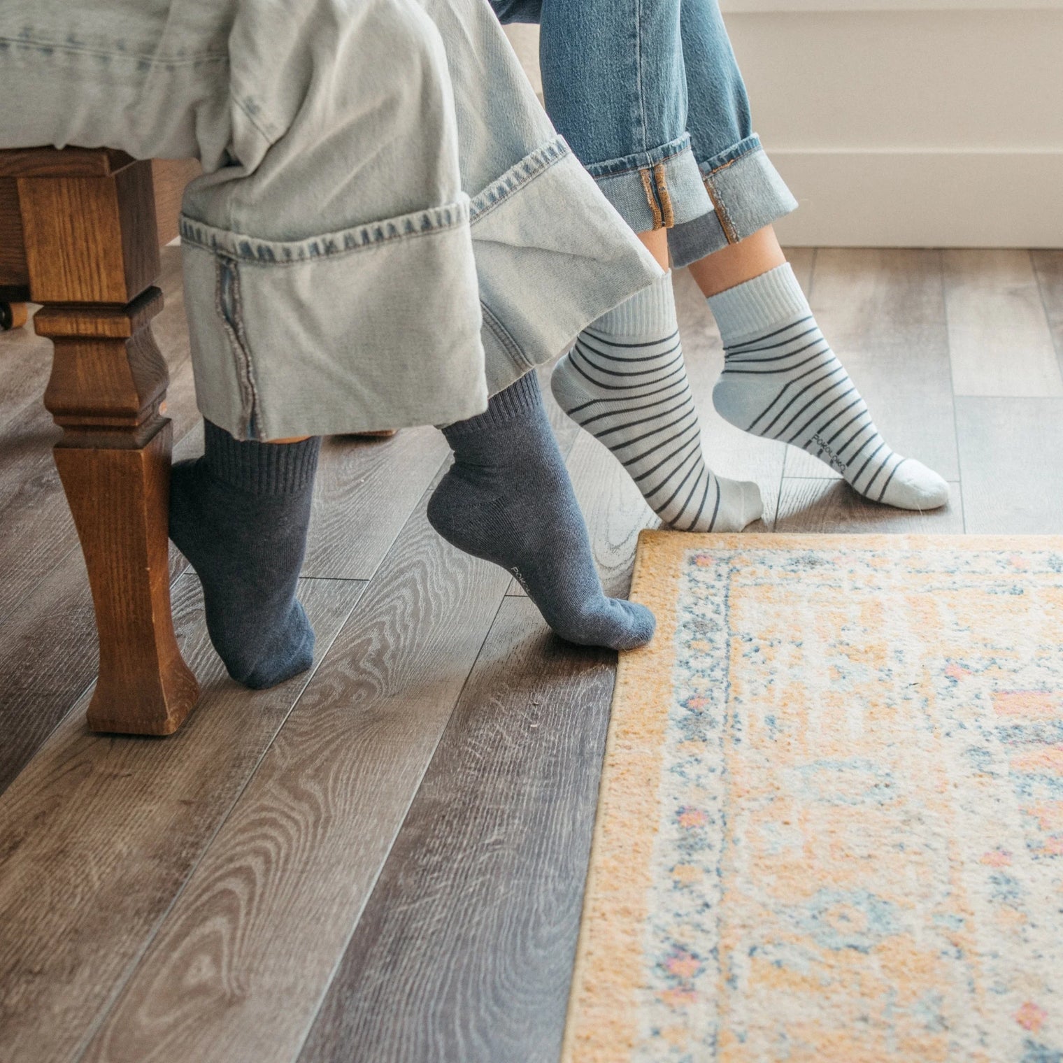 Pokoloko - Striped-Solid Pima Socks (Pack of 2)